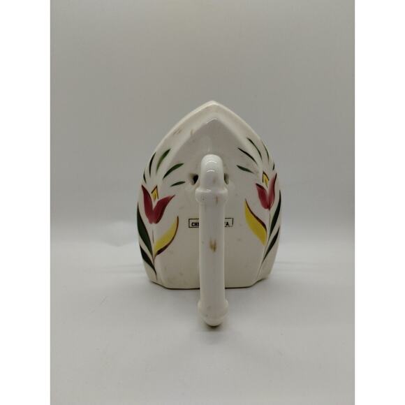 Vintage Ceramic Napkin Holder - Flat Iron Shape - Chester, W.Va. - Tulips - Picture 2 of 7